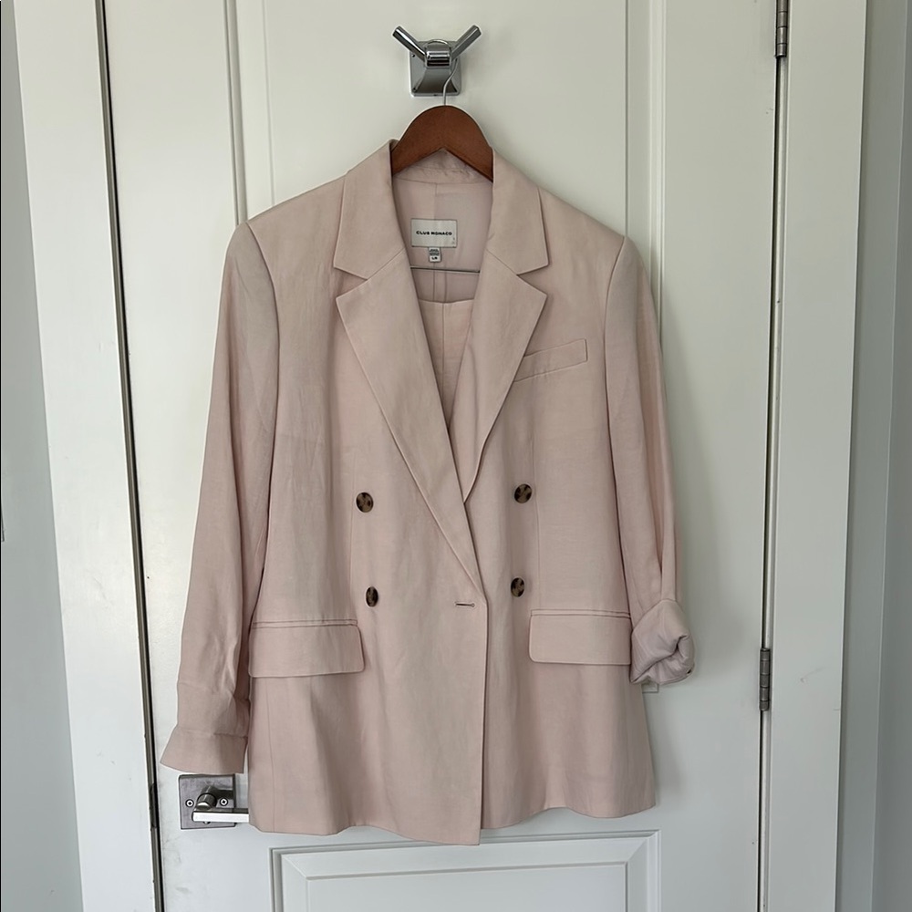 Club Monaco pink linen suit